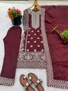 SR 1698 Pure Gmy Silk With Heavy Embroidery Work Top With Bottom Dupatta Exporters In India